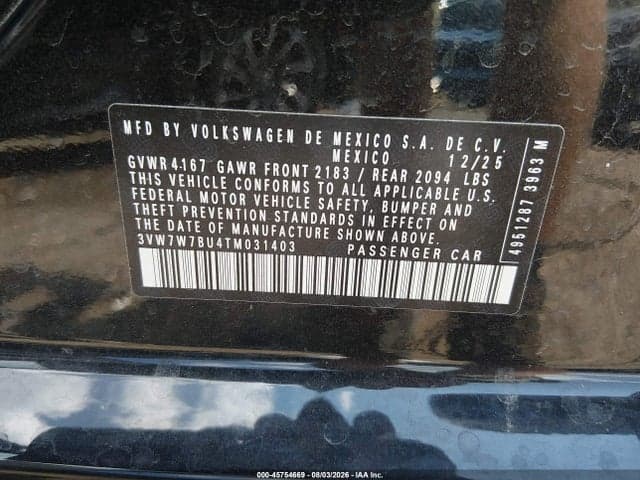 2026 VOLKSWAGEN JETTA SE 9