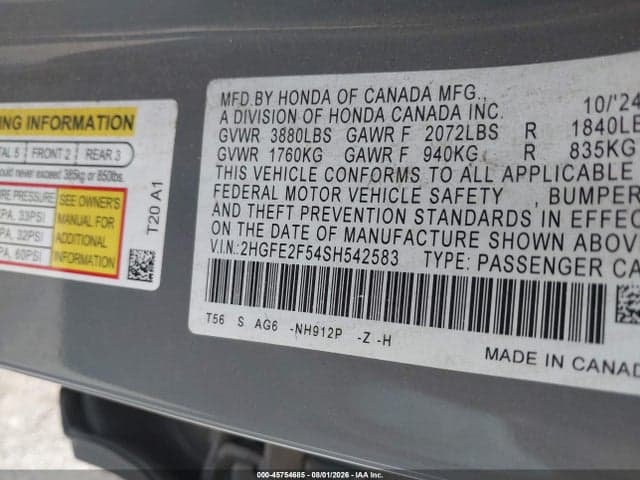 2025 HONDA CIVIC SPORT 9