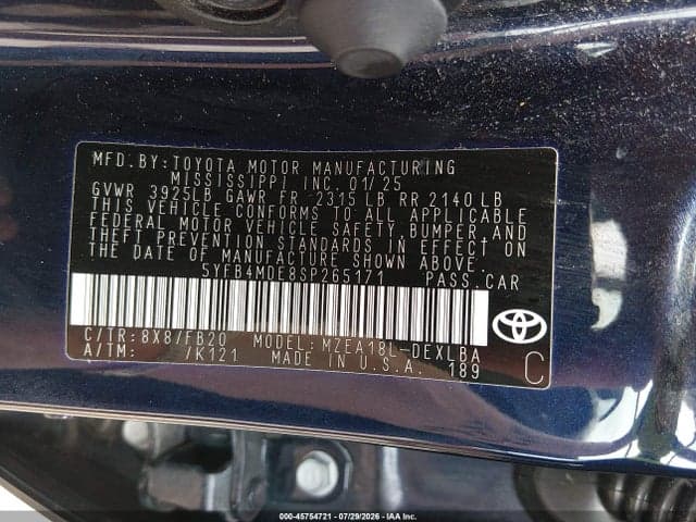 2025 TOYOTA COROLLA LE 9