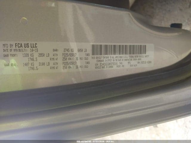 2019 DODGE GRAND CARAVAN GT 9