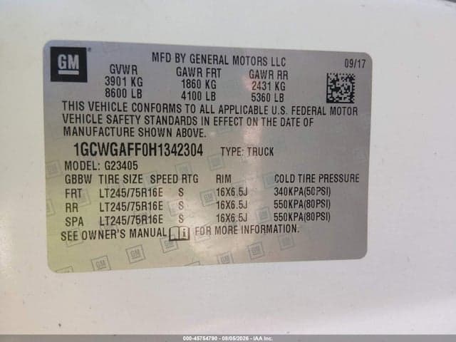 2017 CHEVROLET EXPRESS G2500 9
