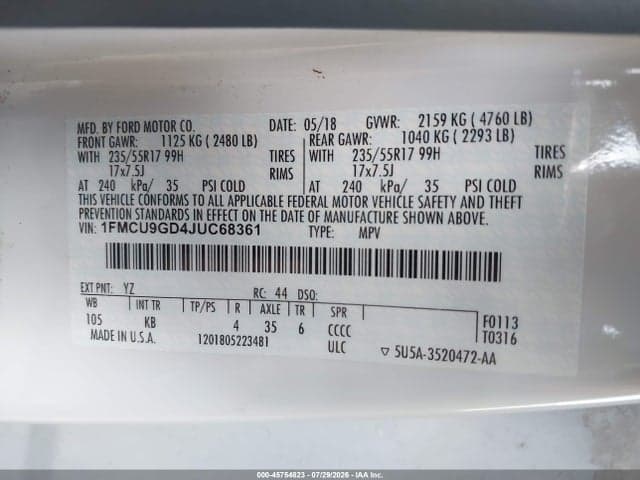 2018 FORD ESCAPE SE 9