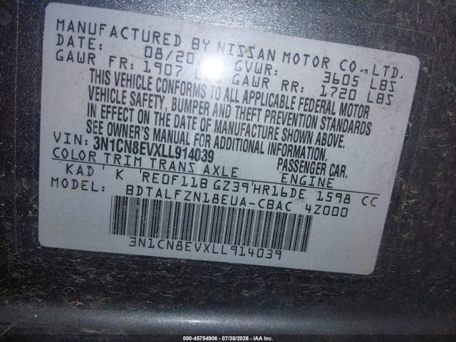 2020 NISSAN VERSA SV XTRONIC CVT 9