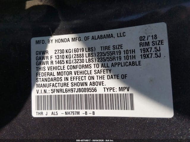 2018 HONDA ODYSSEY ELITE 9