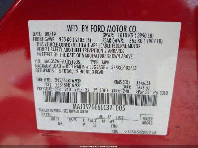 2020 FORD ECOSPORT SE 9