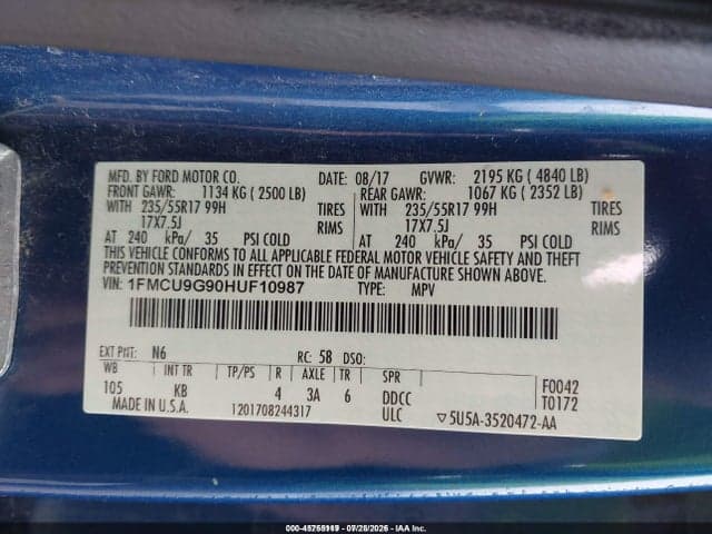 2017 FORD ESCAPE SE 9