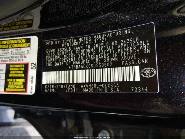 2025 TOYOTA CAMRY SE 9
