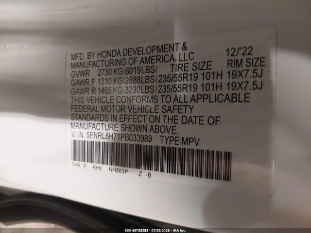 2023 HONDA ODYSSEY SPORT 9
