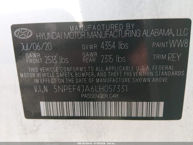 2020 HYUNDAI SONATA SEL 9