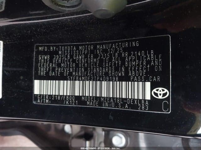 2026 TOYOTA COROLLA LE 9