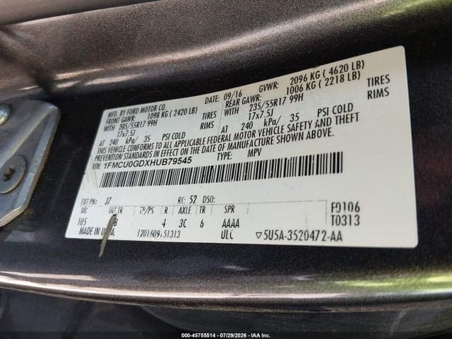 2017 FORD ESCAPE SE 9
