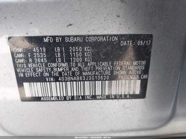2018 SUBARU LEGACY 2.5I 9