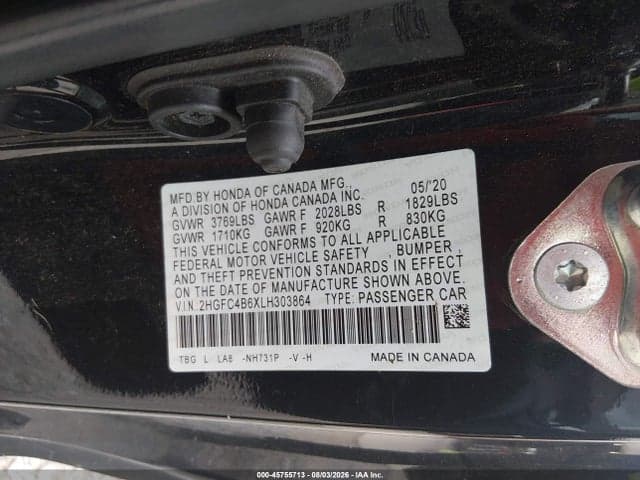 2020 HONDA CIVIC LX 9