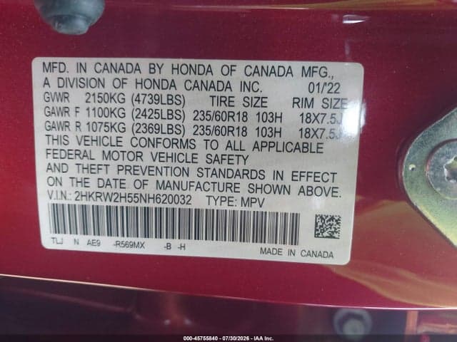 2022 HONDA CR-V AWD EX 9