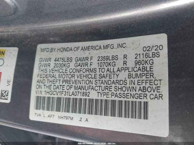 2020 HONDA ACCORD SPORT 9