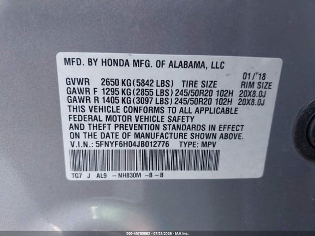 2018 HONDA PILOT ELITE 9