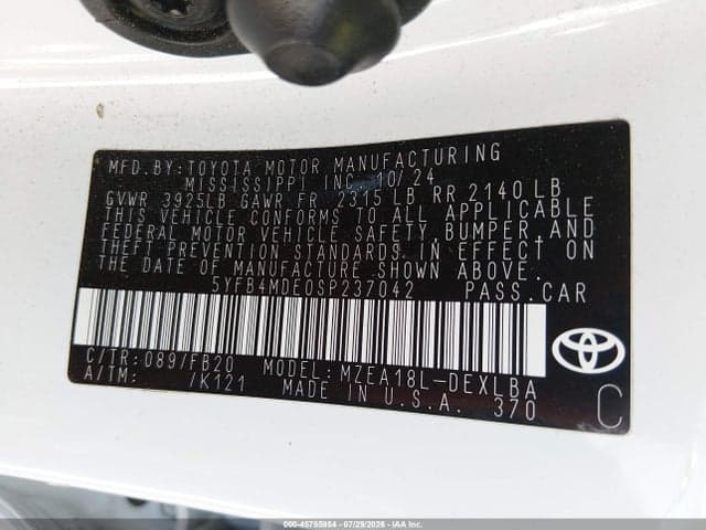 2025 TOYOTA COROLLA LE 9