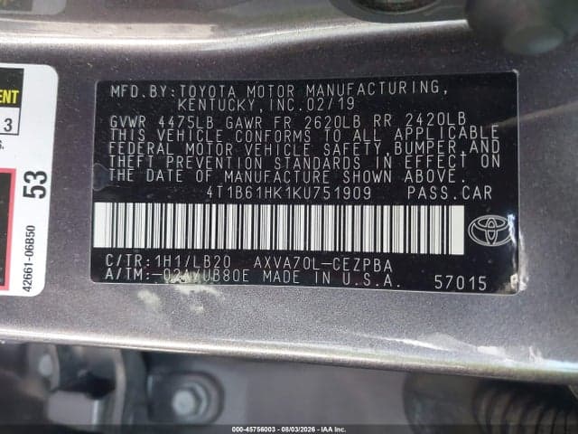 2019 TOYOTA CAMRY XSE 9