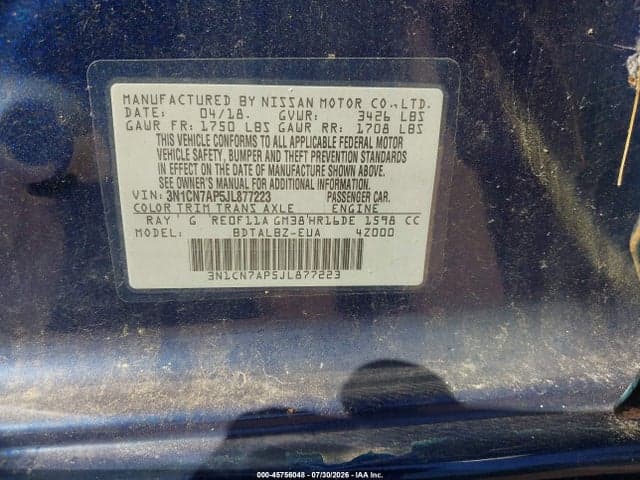 2018 NISSAN VERSA 1.6 SV 9