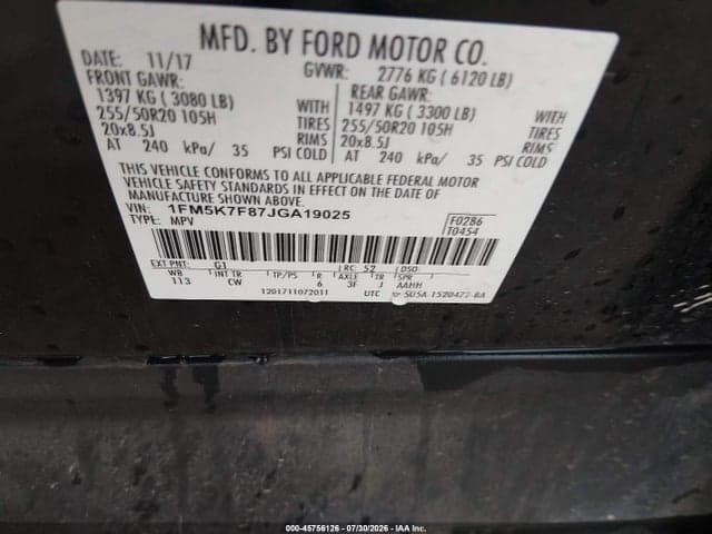 2018 FORD EXPLORER LIMITED 9