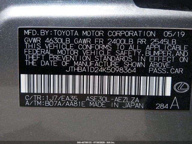 2019 LEXUS IS 300 9
