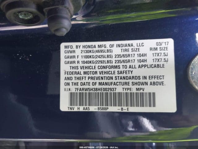 2017 HONDA CR-V LX 9