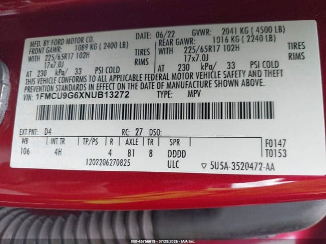 2022 FORD ESCAPE SE 9