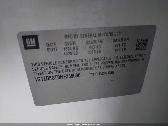 2017 CHEVROLET MALIBU LS 9