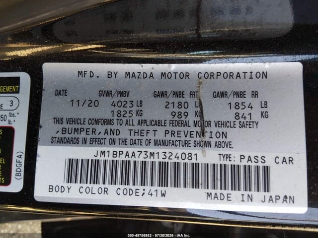 2021 MAZDA MAZDA3 2.0 9