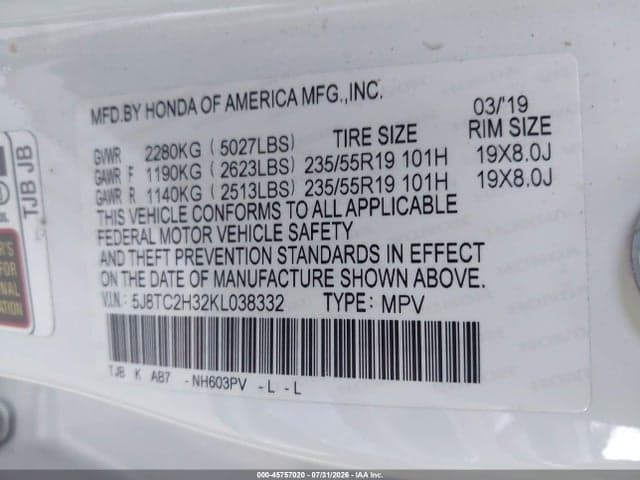 2019 ACURA RDX STANDARD 9