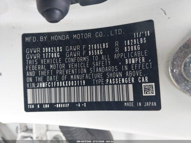 2019 HONDA CIVIC TOURING 9