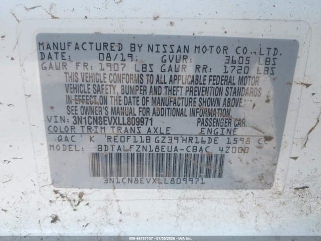 2020 NISSAN VERSA SV XTRONIC CVT 9