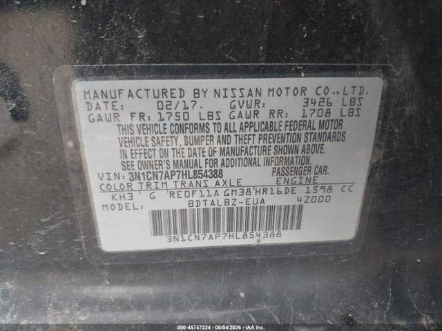 2017 NISSAN VERSA 1.6 SV 9