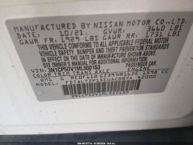 2021 NISSAN KICKS SR XTRONIC CVT 9