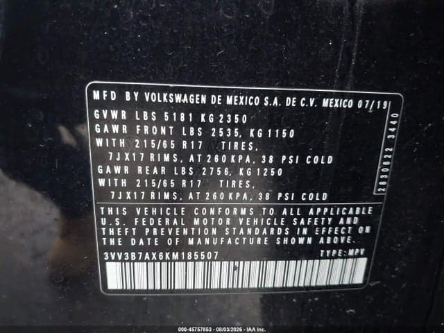 2019 VOLKSWAGEN TIGUAN 2.0T SE/2.0T SEL/2.0T SEL R-LINE/2.0T SEL R-LINE BLACK 9