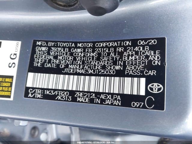 2021 TOYOTA COROLLA LE 9