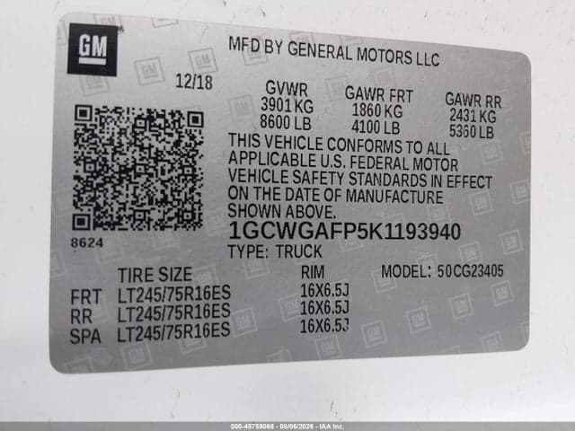 2019 CHEVROLET EXPRESS 2500 WORK VAN 9