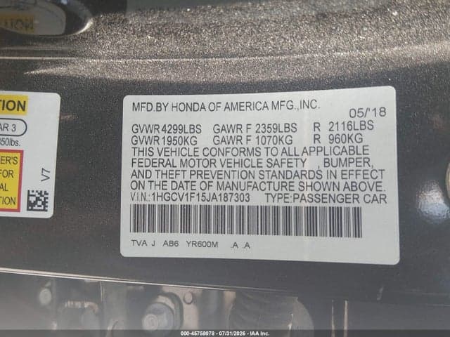 2018 HONDA ACCORD LX 9