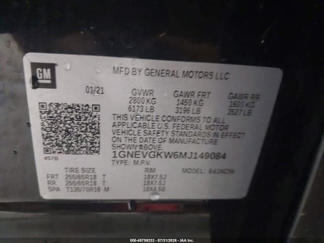 2021 CHEVROLET TRAVERSE AWD LT CLOTH 9