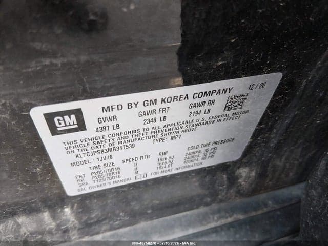2021 CHEVROLET TRAX AWD LT 9