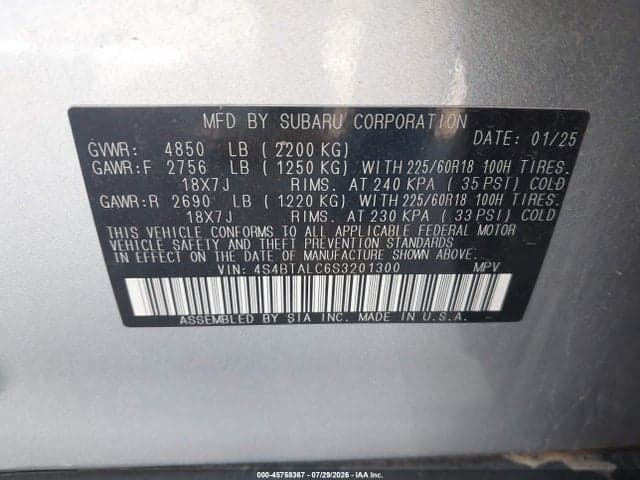 2025 SUBARU OUTBACK ONYX EDITION 9