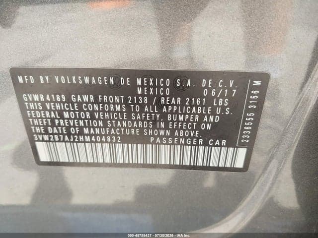 2017 VOLKSWAGEN JETTA 1.4T S 9
