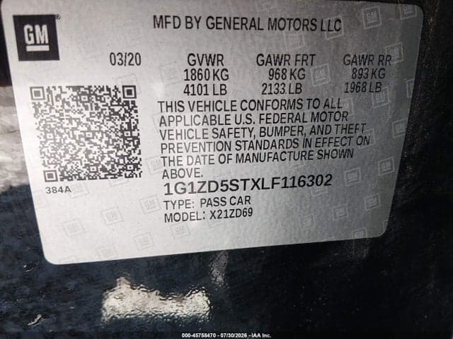 2020 CHEVROLET MALIBU FWD LT 9