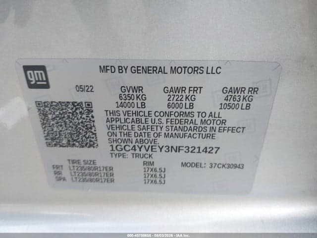 2022 CHEVROLET SILVERADO 3500HD 4WD LONG BED HIGH COUNTRY 4