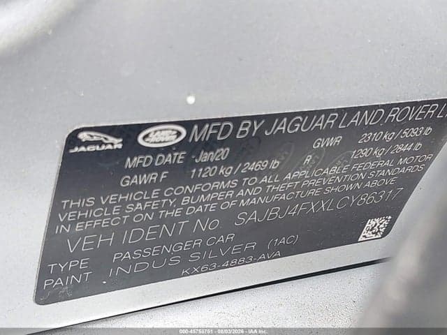 2020 JAGUAR XF 25T PREMIUM AWD AUTOMATIC 9