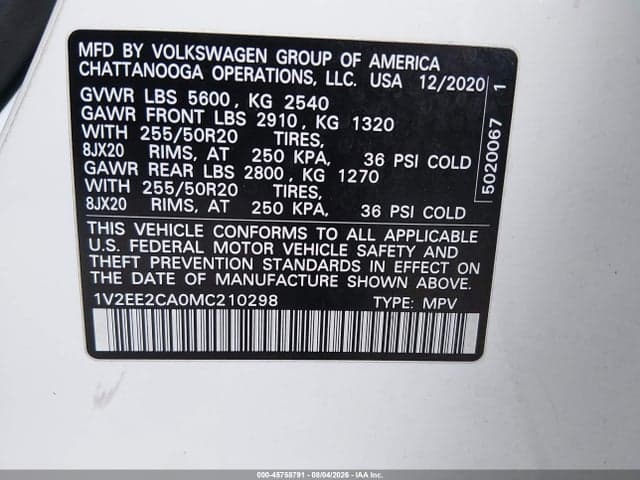 2021 VOLKSWAGEN ATLAS CROSS SPORT 3.6L V6 SEL 9