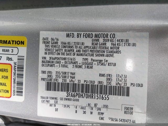 2017 FORD FUSION SE 9