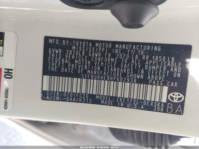 2017 TOYOTA COROLLA SE 9