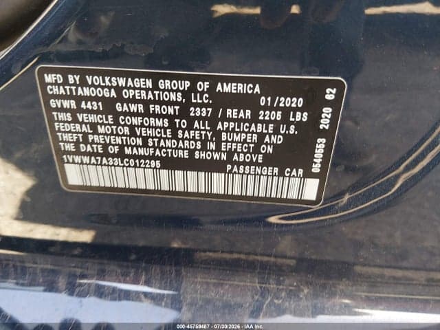 2020 VOLKSWAGEN PASSAT 2.0T SE 9