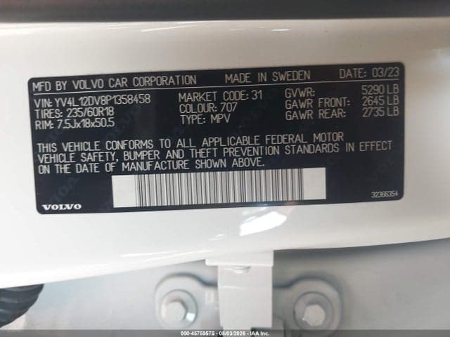 2023 VOLVO XC60 B5 CORE 9